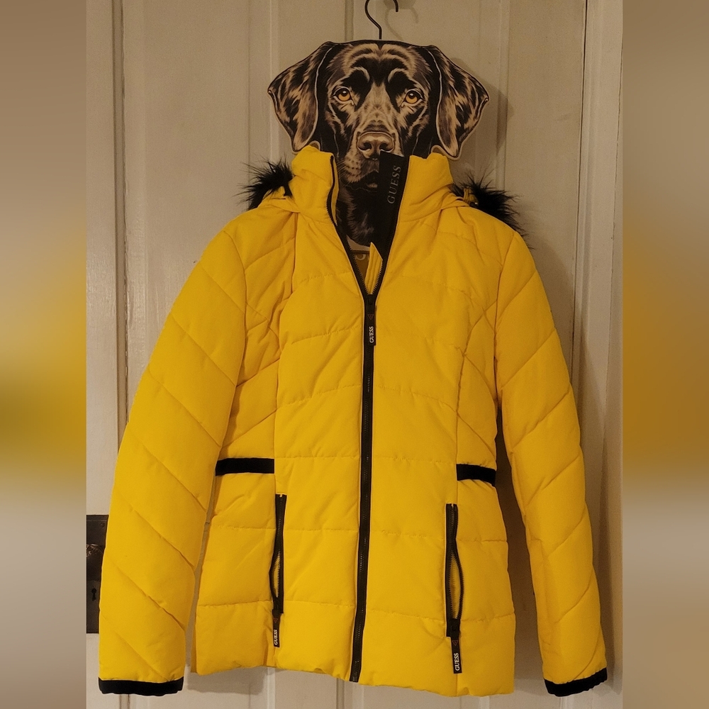 Guess yellow Puffer Snorkel Jacket size small